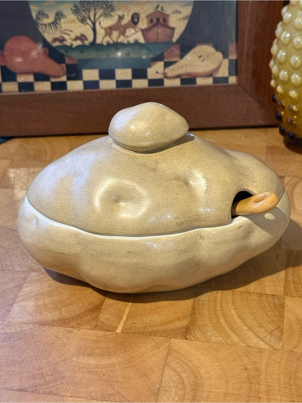 Vintage Ceramic Baked Potato Soup Tureen with Ladle